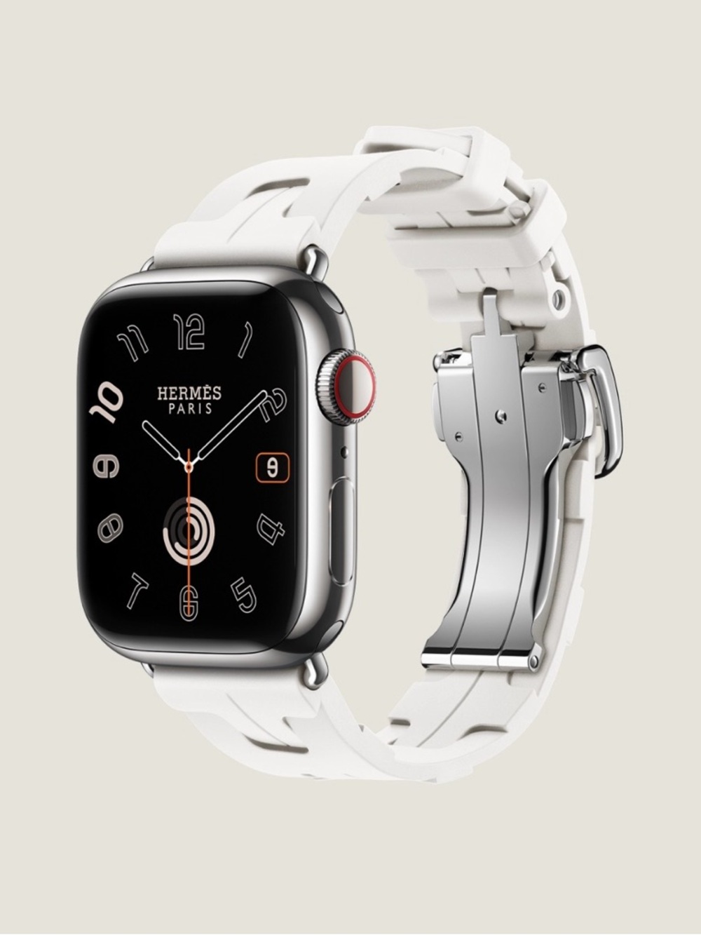 Hermès Edition Apple Watch with White and Orange Sport Bands